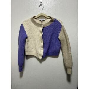 & Other Stories Cardigan Sweater Cream Colorblock Boxy Wool Alpaca Size XS